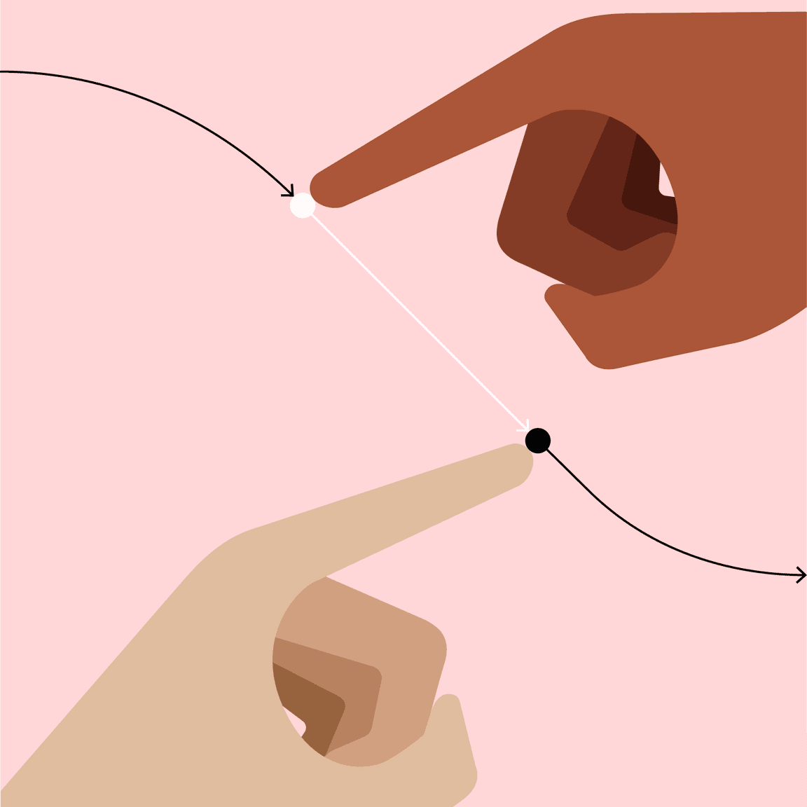 flat-style illustration of two hands connecting dots