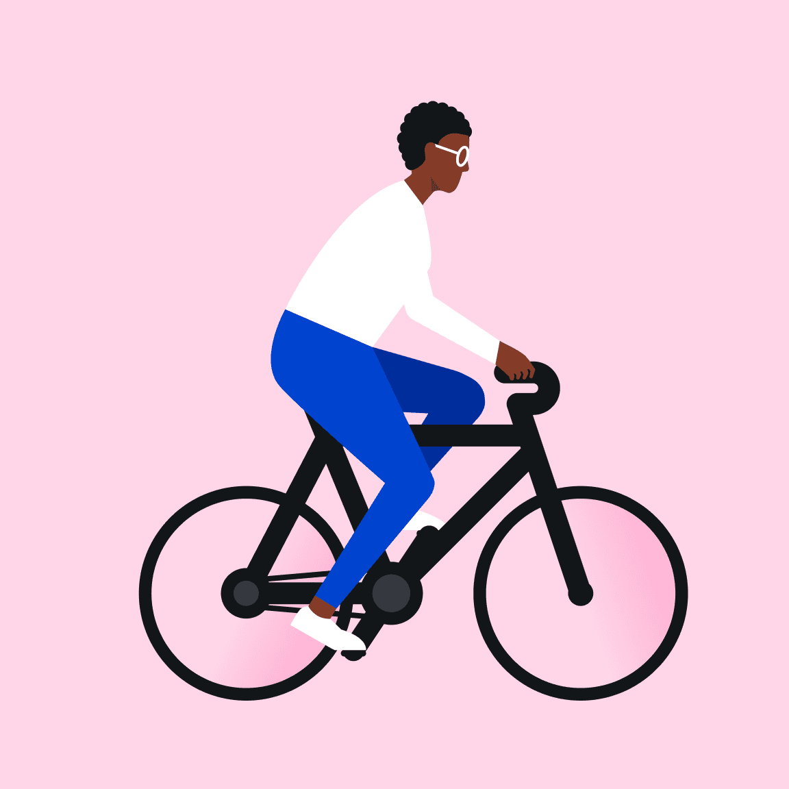 flat-style illustration of person riding bicycle