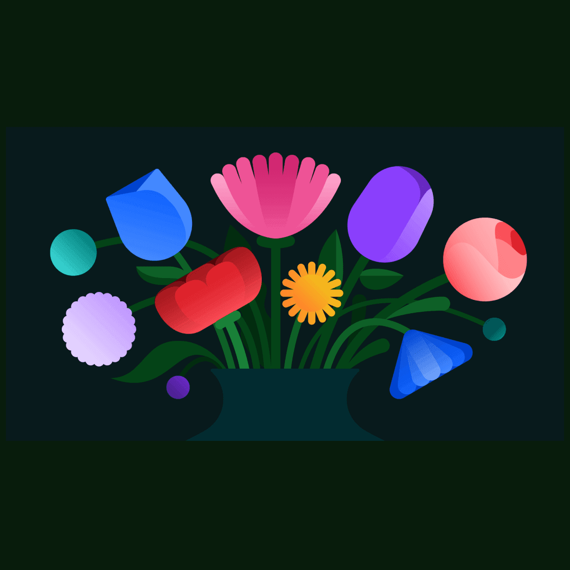 flat-style illustration of flowers