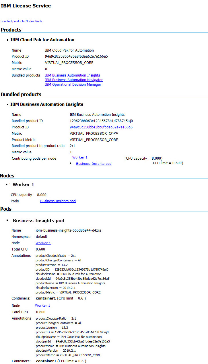 The image shows an example of the html status page.