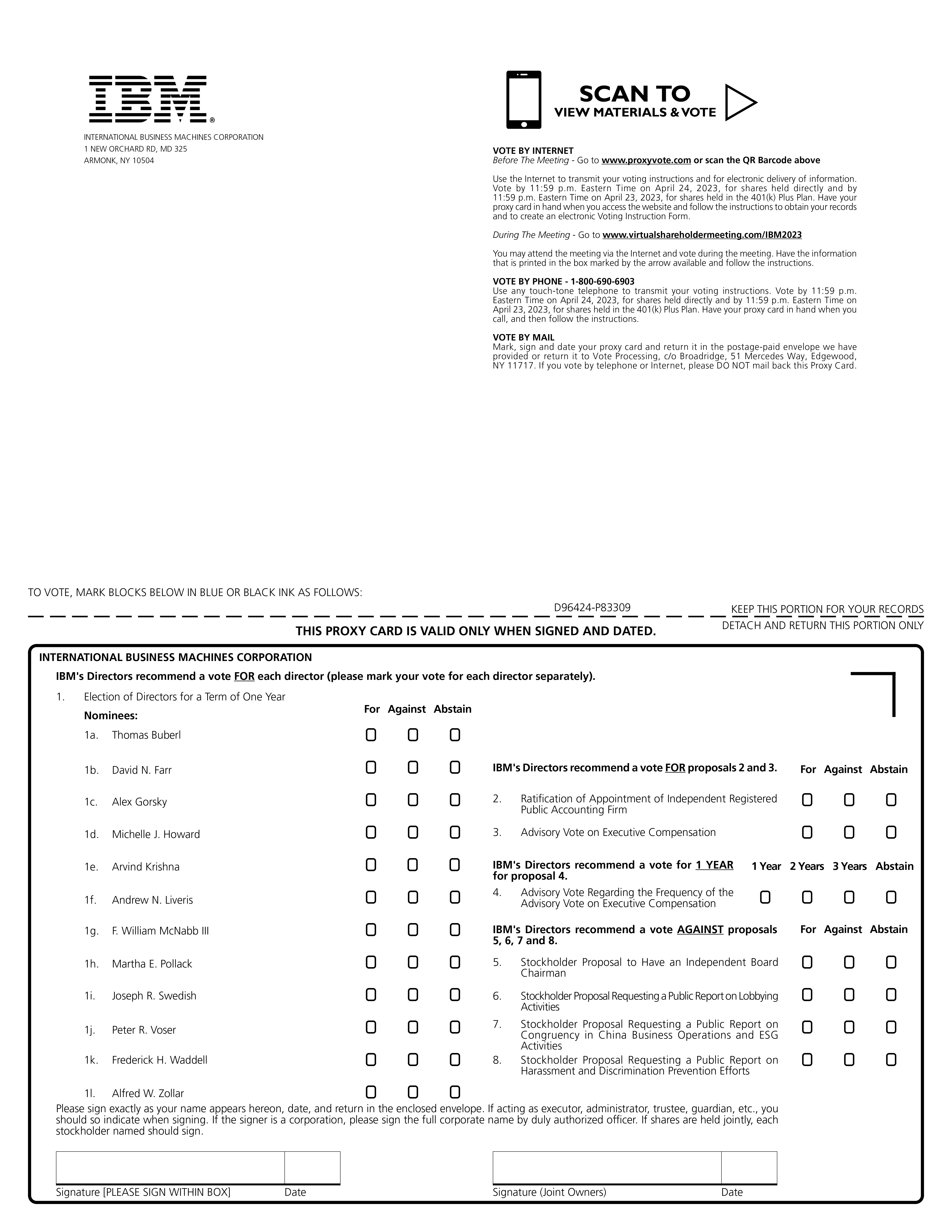 Proxy stockholder of record form