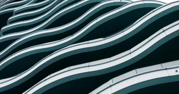 Wavy exterior of modern building