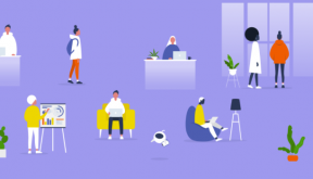 Illustration graphic of diverse workplace employees