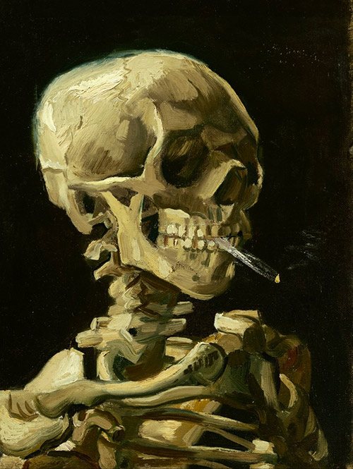 フィンセント・ファン・ゴッホ「火のついた煙草をくわえた骸骨」の絵
