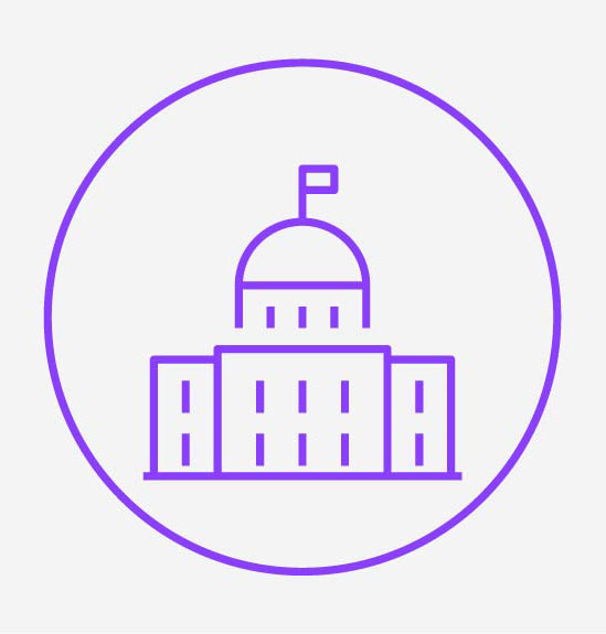 purple icon for government building