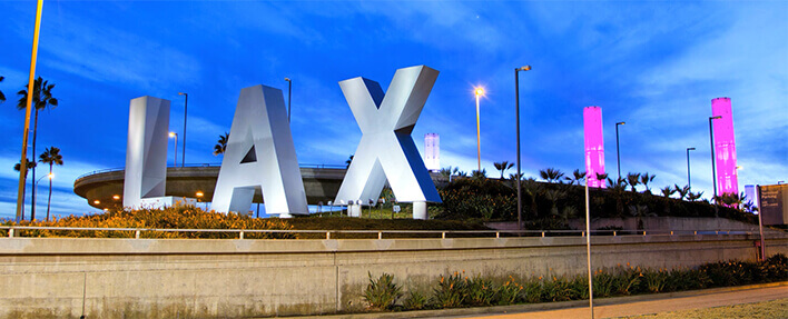 LAX airport entrance and sign