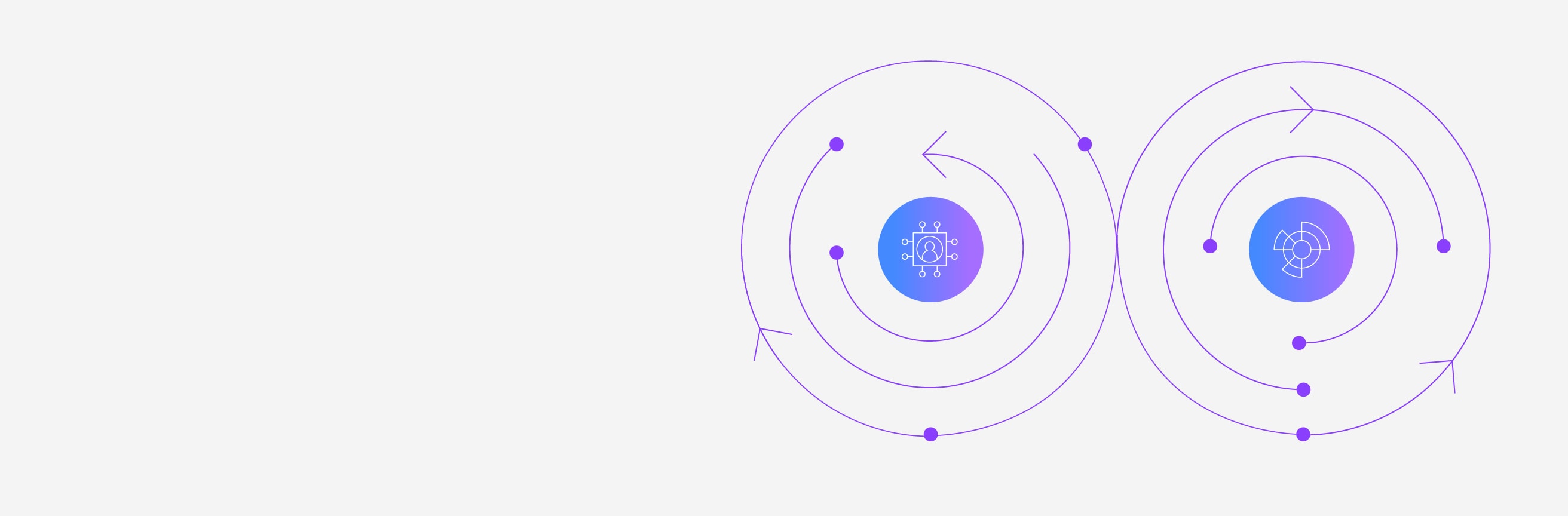 Illustration of circular arrows around information icons