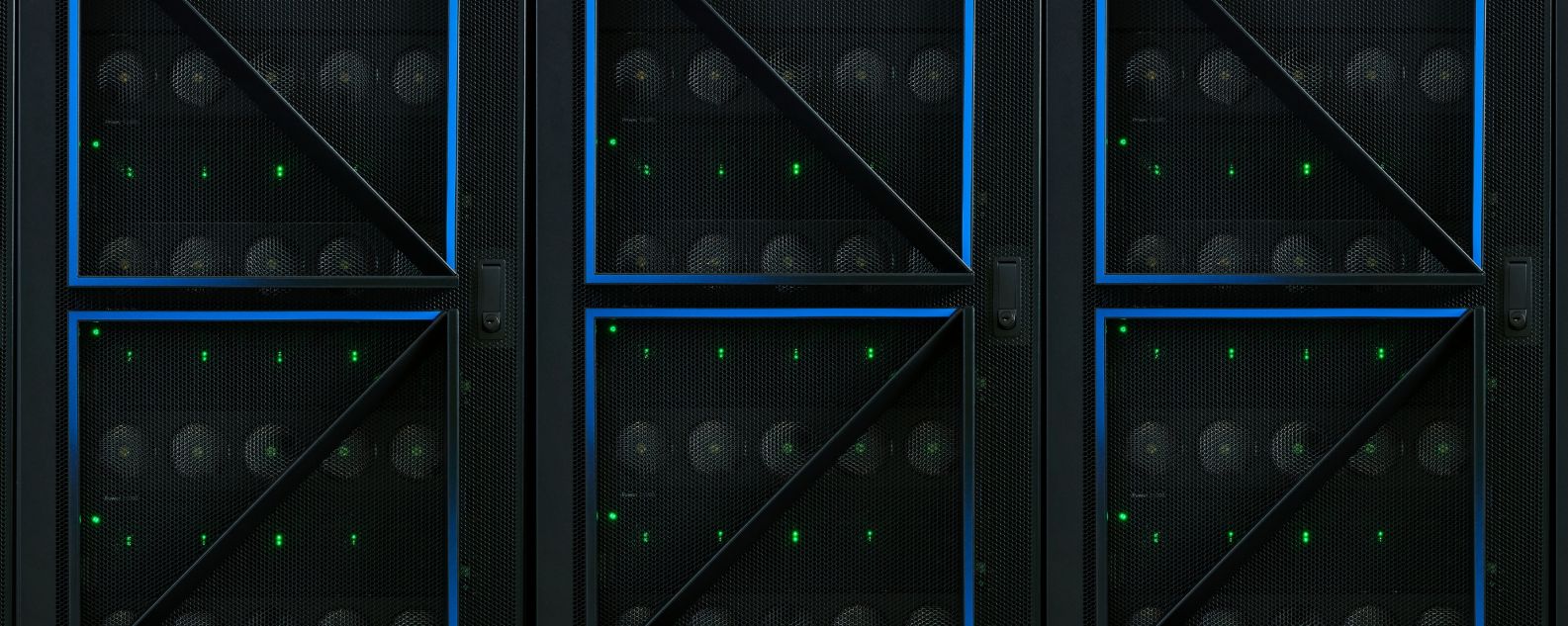 A rack of IBM Power servers
