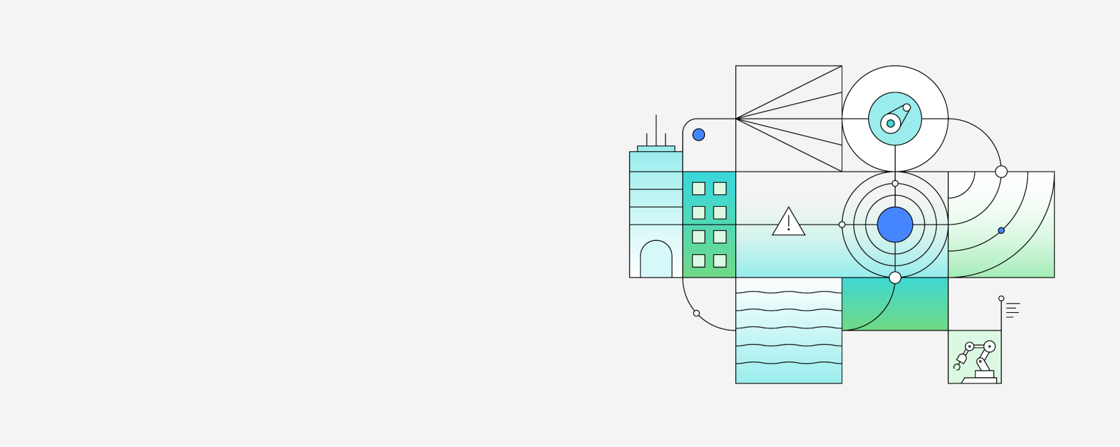 Graphic illustration representing asset performance management with the IBM Maximo Application Suite