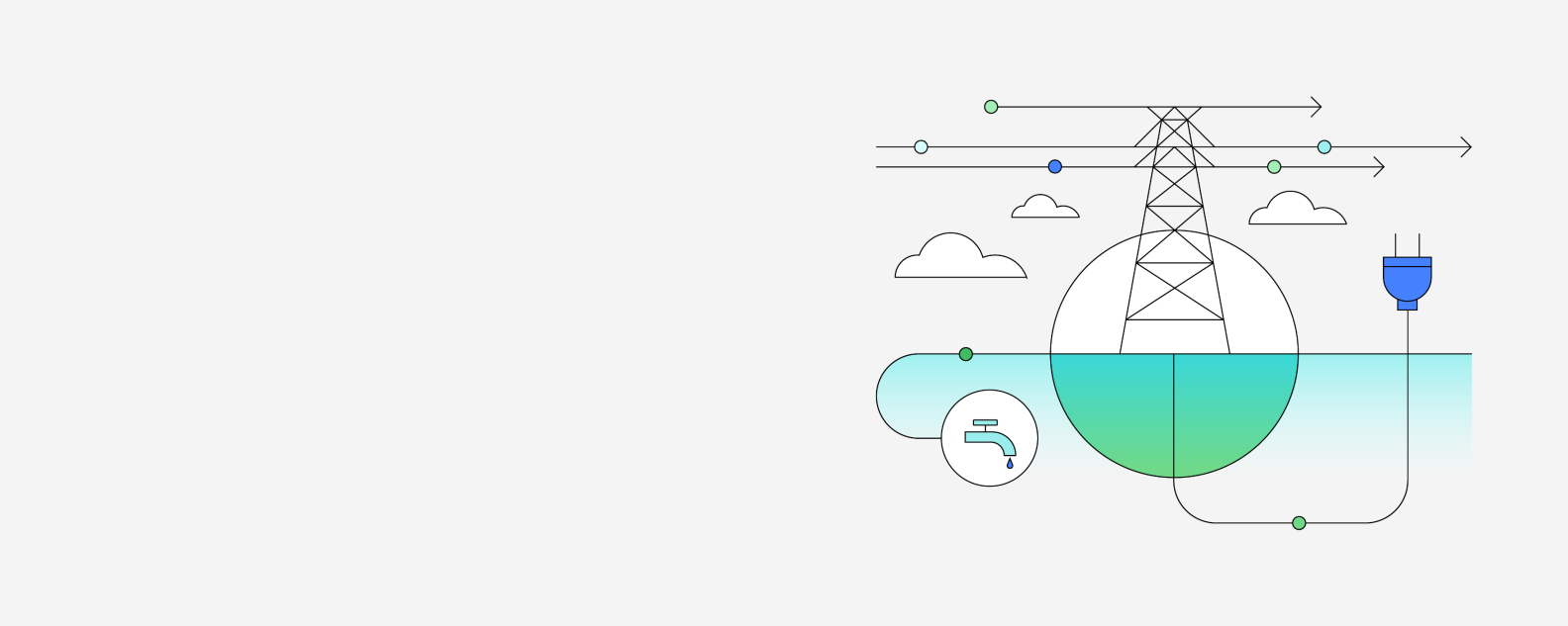 Graphic illustration representing energy and utilities asset management with the IBM Maximo Application Suite