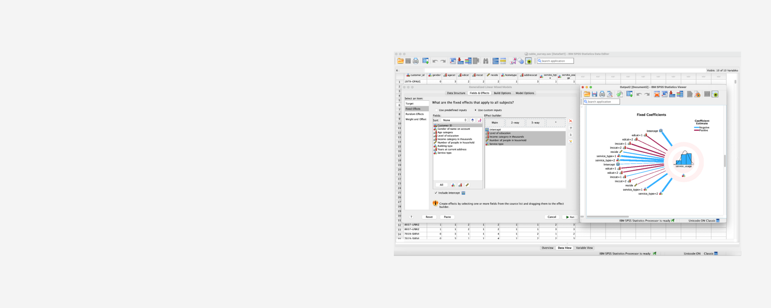 Captura de pantalla de la interfaz de usuario (IU) de SPSS