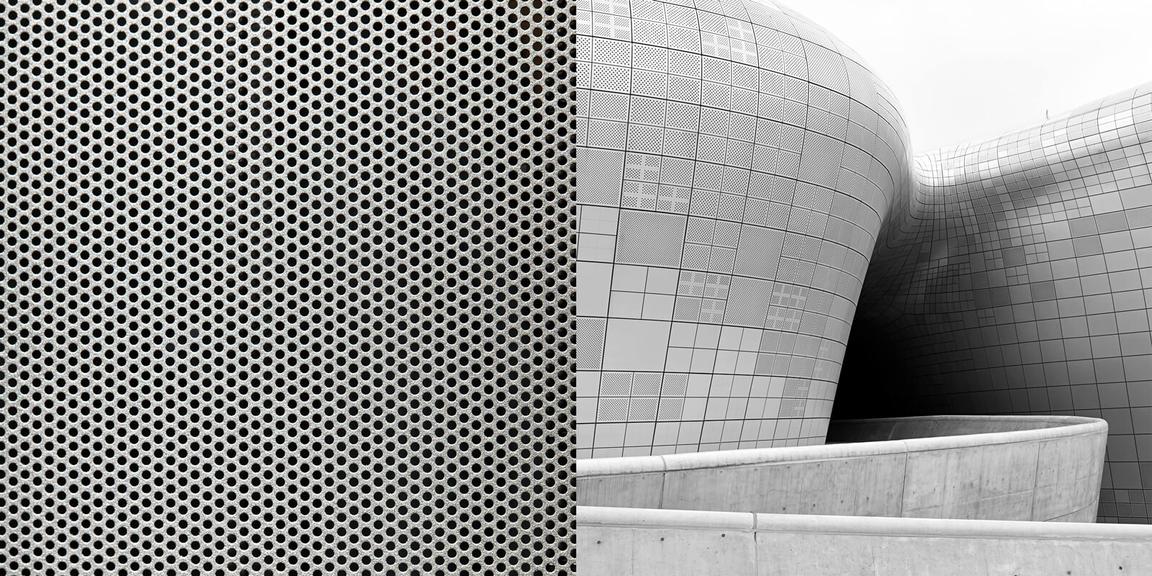 Close-up and in-use examples of perforated metal