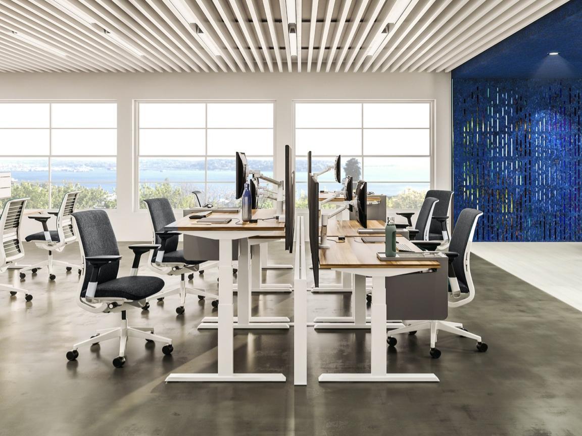 variety of task furniture at individual focus zone workpoints