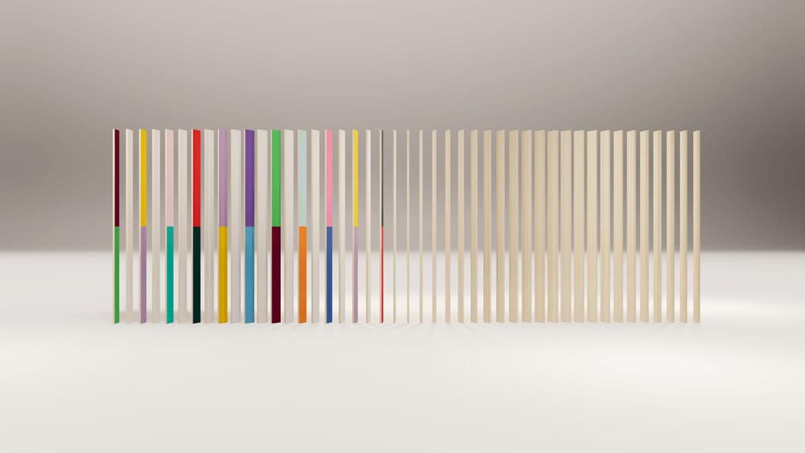 color in connect space on slat wall