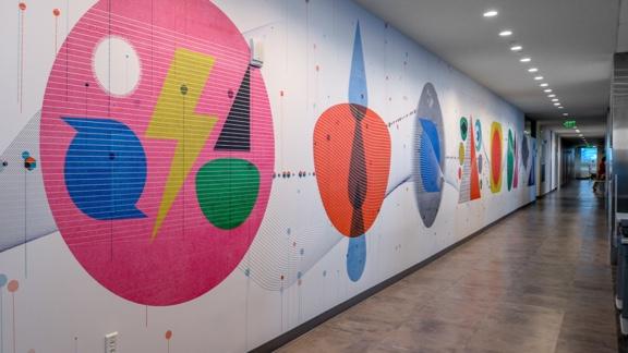 on-brand hallway art installation