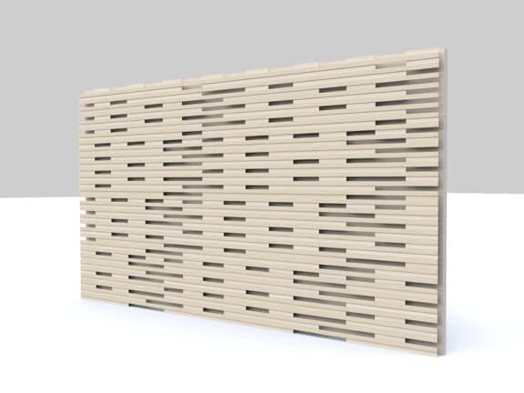 wood-on-wood perforated slat wall