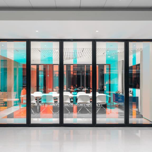 contemporary glass walled conference room