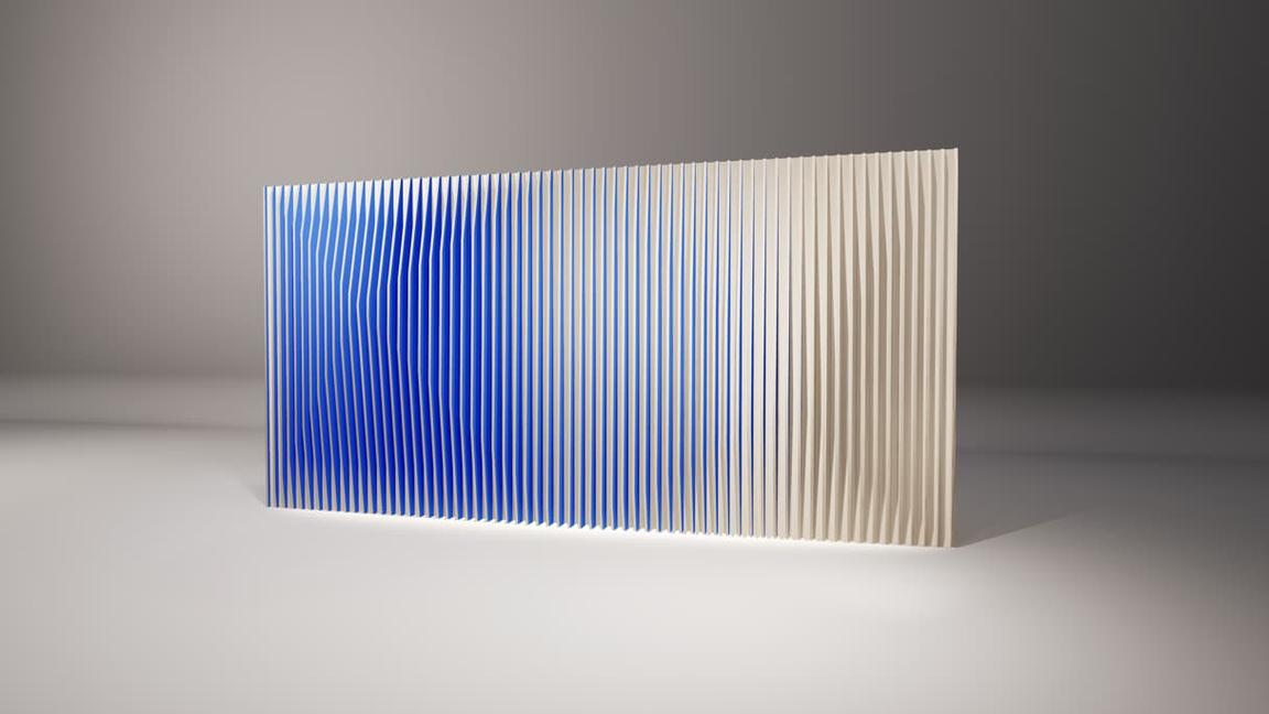 Welcome zone volumetric slat wall showing color strategy