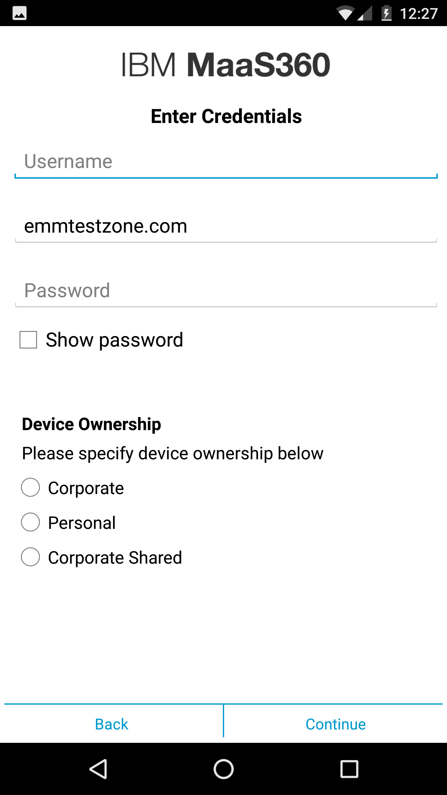 Enter Credentials window