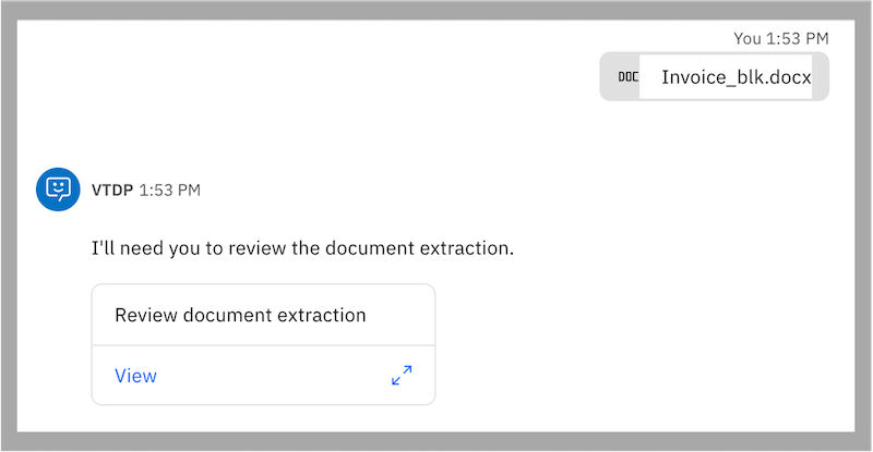 Example showing a user review task in chat