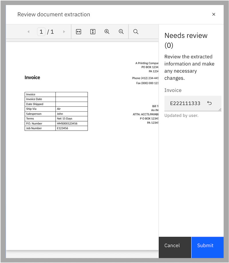 Example showing user review