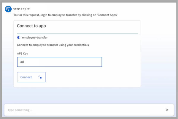 Example showing a prompt for member credential in chat