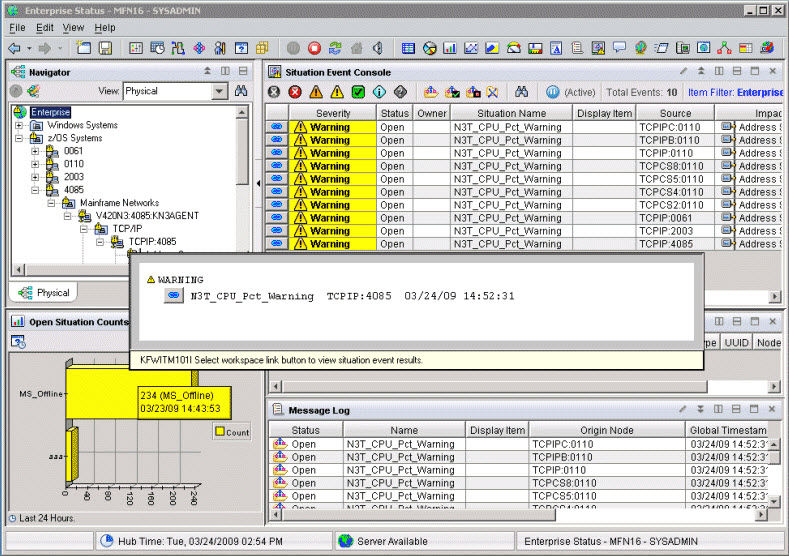 Tivoli Enterprise Portal with event indicator