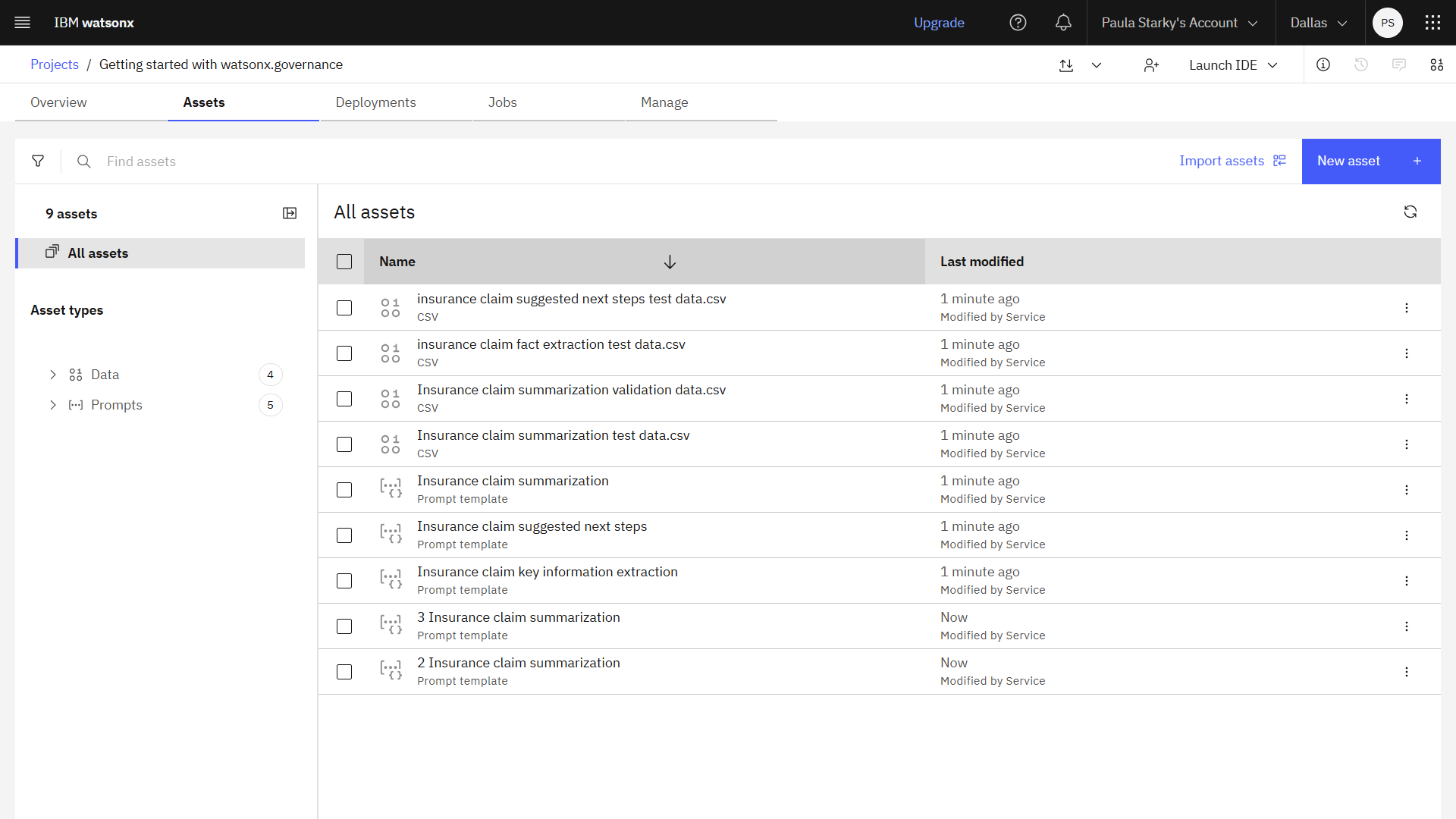 Sample project assets