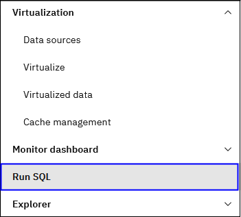 Data Virtualization menu Data Virtualization Service menu