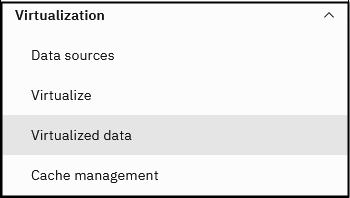 Data Virtualization Service menu Data Virtualization Service menu