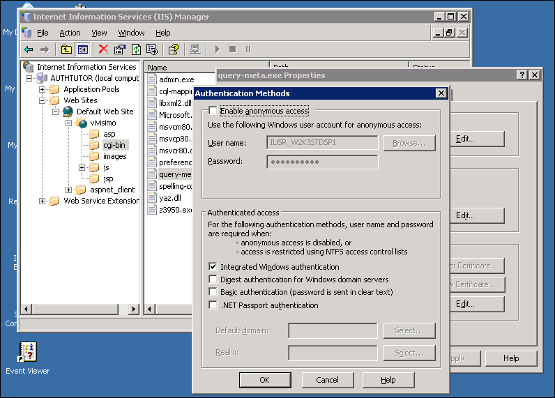 Enabling Authentication in IIS