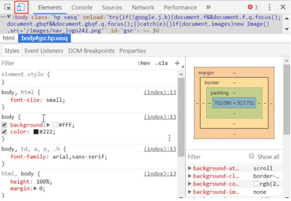 Recording a test with Google Chrome Device Mode