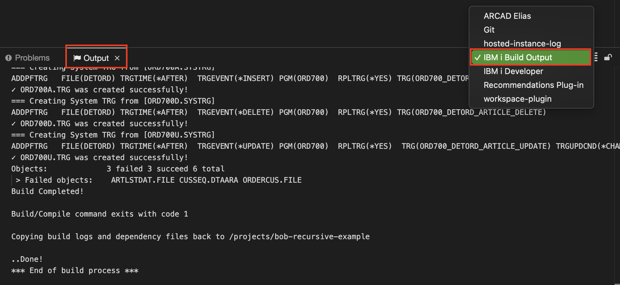 IBM i Build Output Channel