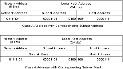 Class A address with corresponding subnet address
