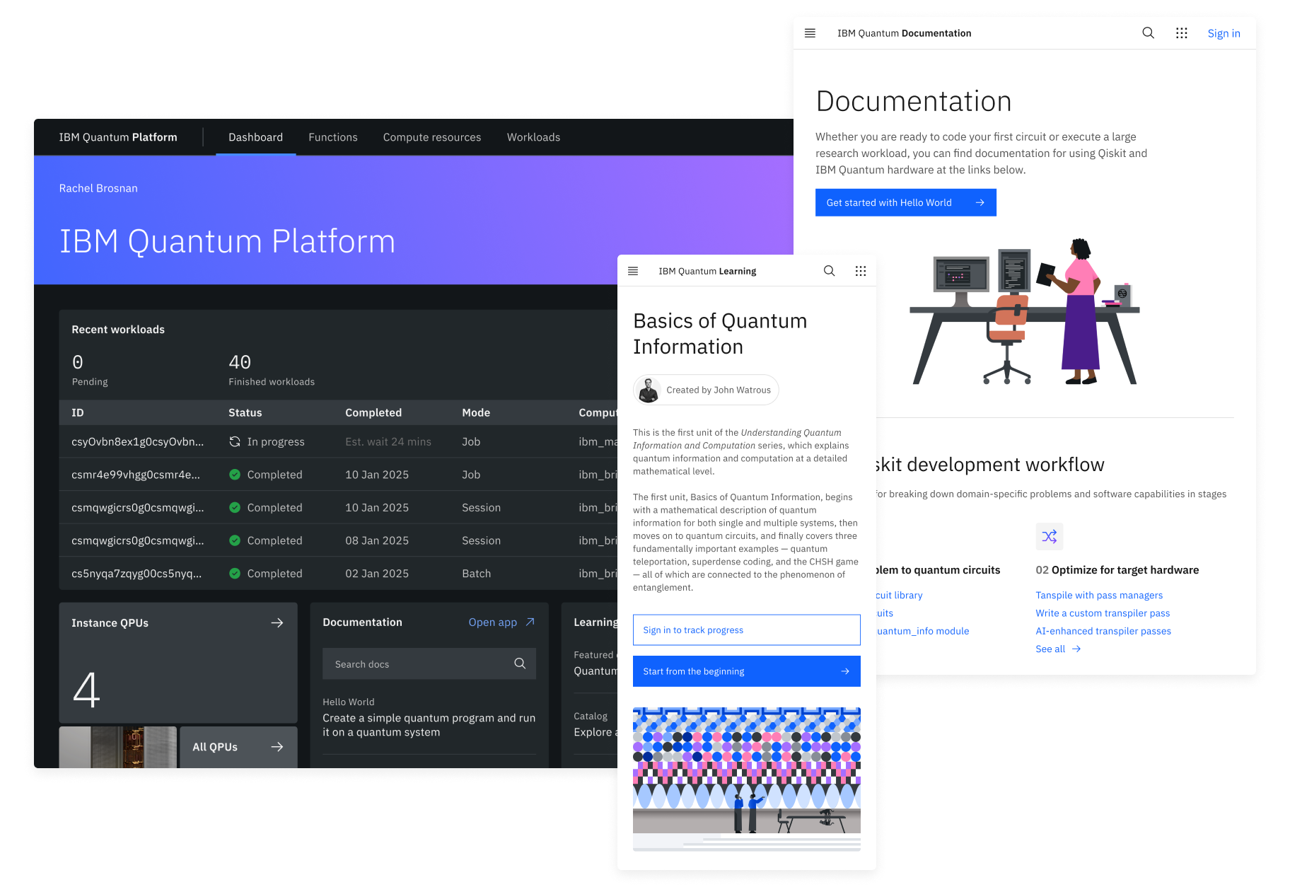 Preview of the IBM Quantum Platform on different devices