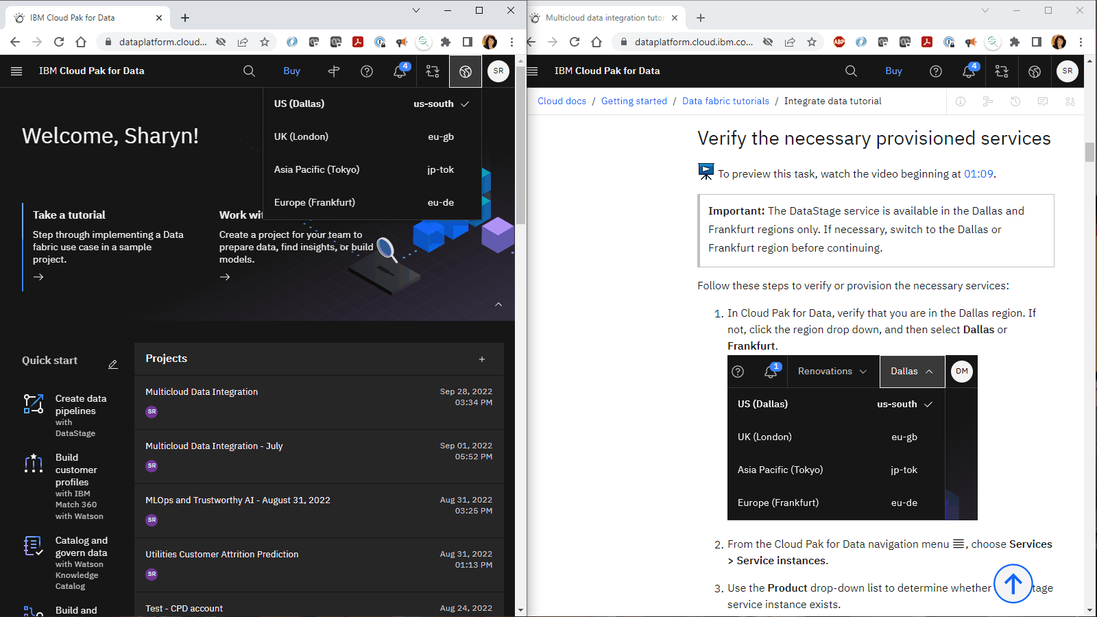 Side-by-side tutorial and UI Side-by-side tutorial and UI
