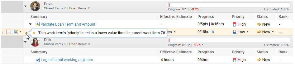 Example of Priority Mismatch Check warning