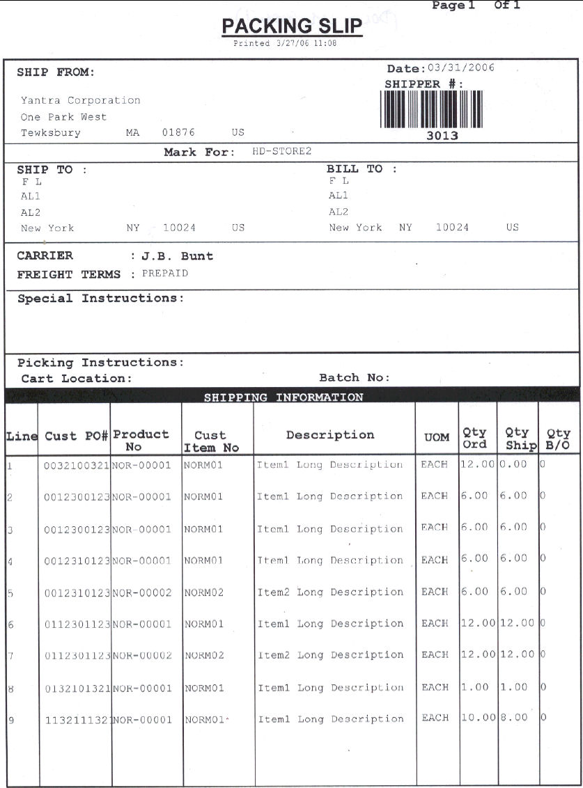 Packing Slip