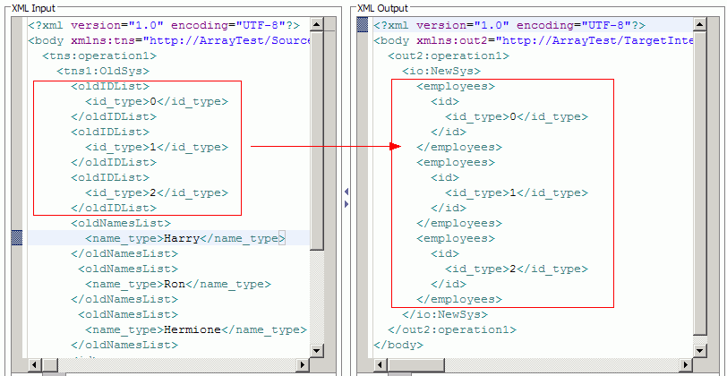 Input and output xml in the test map view