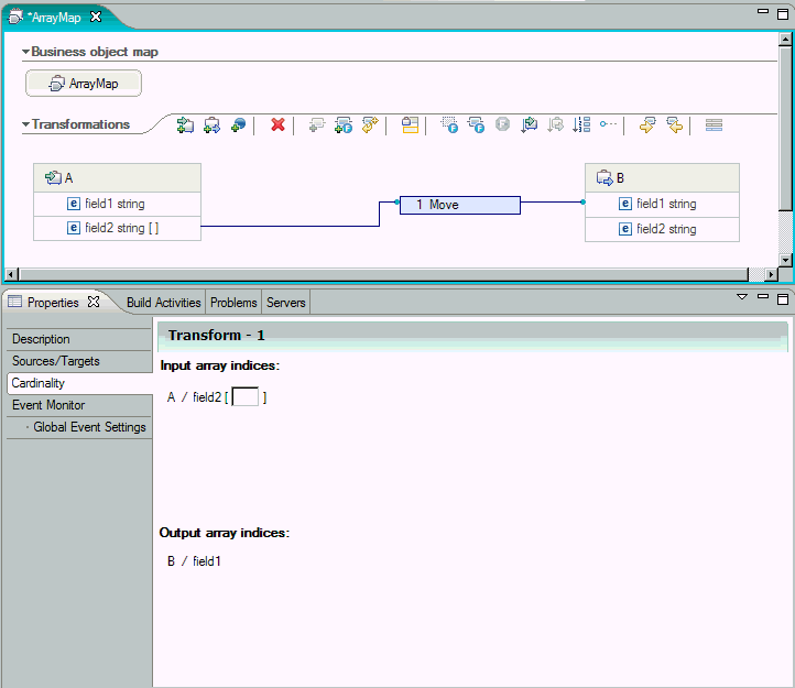 Cardinality tab for an array map