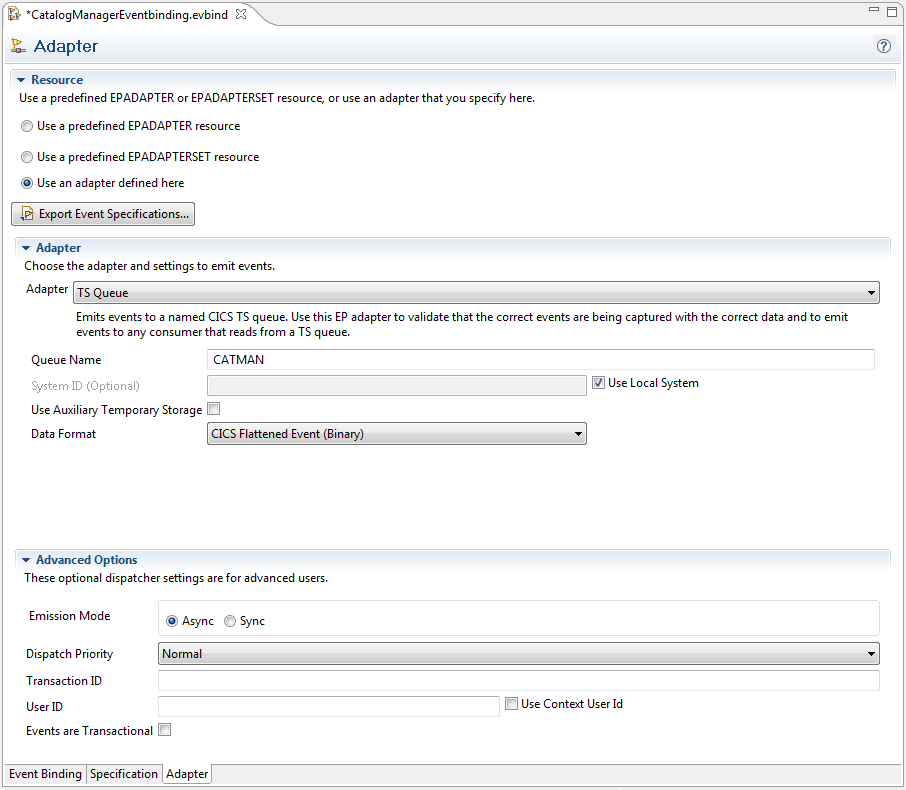 An image of the adapter tab.