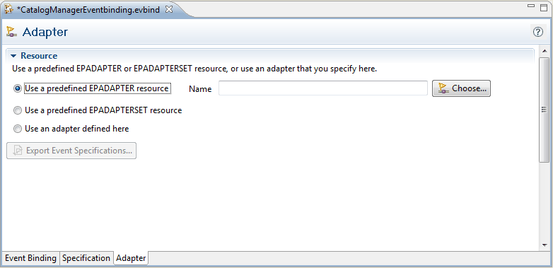 An image of the adapter tab with choose button.
