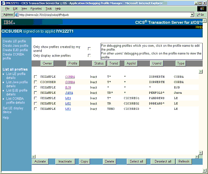 This is an illustration of the List profiles page