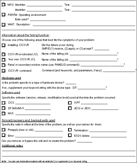 Problem description worksheet