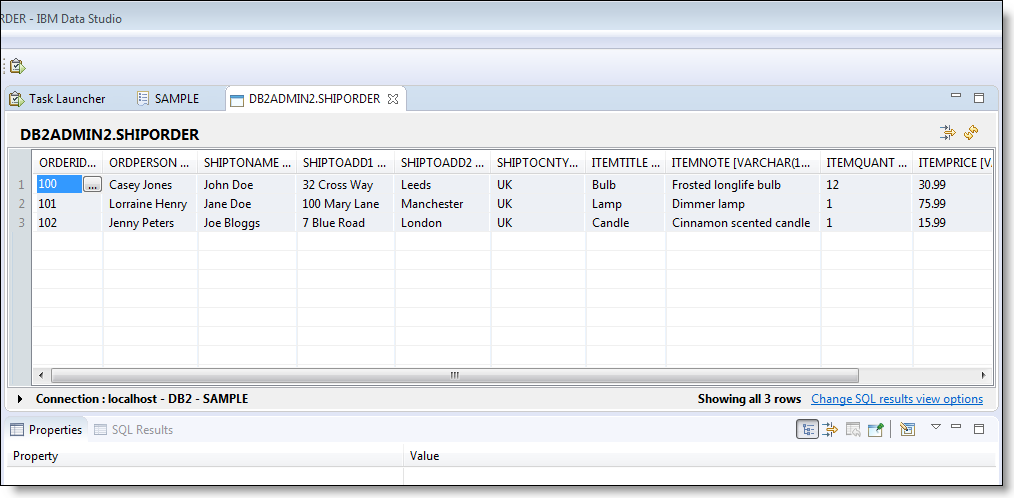 Example of Db2 shipping records to be retrieved Example of Db2 shipping records to be retrieved