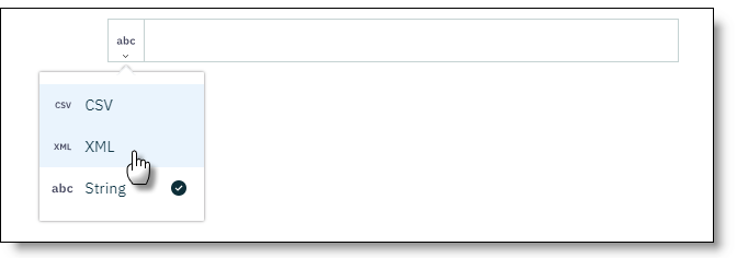 Select XML as a target format Select XML as a target format
