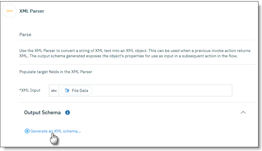 Generate an XML schema link Generate an XML schema link