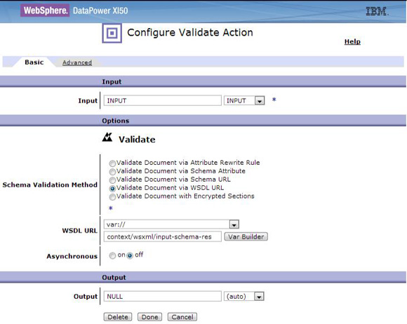 SLD gateway validate action details for SOAP-based services