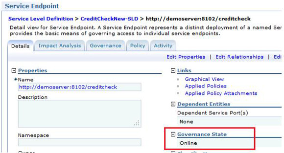 Governance state of                     the demoserver-8102 service endpoint (online)