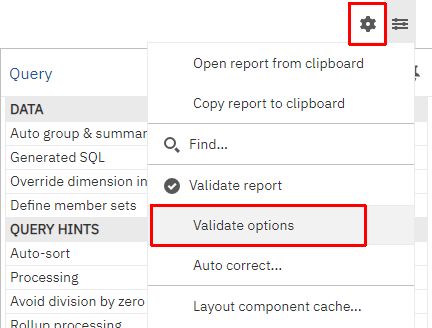 Validate options